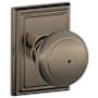 Schlage Andover Privacy Door Knob Set with Decorative Addison Trim Antique Pewter