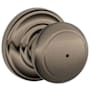 Schlage Andover Privacy Door Knob Set with Decorative Andover Trim Antique Pewter