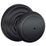 Schlage Andover Privacy Door Knob Set with Decorative Andover Trim Aged Bronze