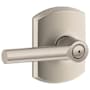Schlage Broadway Privacy Door Lever Set with Decorative Greenwich Trim Satin Nickel