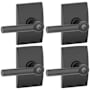 Schlage Broadway Privacy Door Lever Set with Decorative Century Trim - Pack of 4 Matte Black