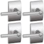 Schlage Broadway Privacy Door Lever Set with Decorative Century Trim - Pack of 4 Satin Chrome
