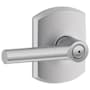 Schlage Broadway Privacy Door Lever Set with Decorative Greenwich Trim Satin Chrome
