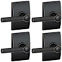 Schlage Broadway Privacy Door Lever Set with Decorative Century Trim - Pack of 4 Aged Bronze