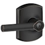 Schlage Broadway Privacy Door Lever Set with Decorative Greenwich Trim Aged Bronze