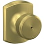 Schlage Bowery Privacy Door Knob Set with Decorative Greenwich Trim Satin Brass