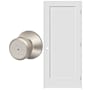 Schlage 28" W x 80" H Single Panel Right Handed Interior Prehung Door with 6-9/16" Door Jamb and Bowery Privacy Door Knob Set Satin Nickel