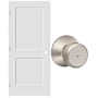 Schlage 28" W x 80" H Double Panel Left Handed Interior Prehung Door with 4-9/16" Door Jamb and Bowery Privacy Door Knob Set Satin Nickel