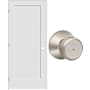 Schlage 32" W x 80" H Single Panel Left Handed Interior Prehung Door with 4-9/16" Door Jamb and Bowery Privacy Door Knob Set Satin Nickel