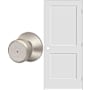 Schlage 32" W x 80" H Double Panel Right Handed Interior Prehung Door with 4-9/16" Door Jamb and Bowery Privacy Door Knob Set Satin Nickel