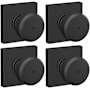 Schlage Bowery Privacy Door Knob Set with Collins Rose - Pack of 4 Matte Black