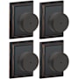 Schlage Bowery Privacy Knob Set with Decorative Addison Trim - Pack of 4 Aged Bronze