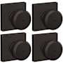 Schlage Bowery Privacy Door Knob Set with Collins Rose - Pack of 4 Aged Bronze