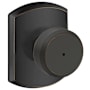 Schlage Bowery Privacy Door Knob Set with Decorative Greenwich Trim Aged Bronze