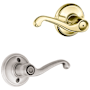 Schlage Flair Left Handed Privacy Door Lever Set - Split Finish Only Polished Brass x Satin Nickel