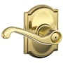 Schlage Flair Privacy Door Lever Set with Decorative Camelot Trim Polished Brass