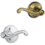 Schlage Flair Left Handed Privacy Door Lever Set - Split Finish Only Antique Brass x Polished Chrome