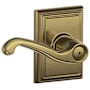 Schlage Flair Privacy Door Lever Set with Decorative Addison Trim Antique Brass