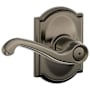 Schlage Flair Privacy Door Lever Set with Decorative Camelot Trim Antique Pewter