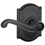 Schlage Flair Privacy Door Lever Set with Decorative Camelot Trim Aged Bronze