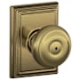 Schlage Georgian Privacy Door Knob Set with Decorative Addison Trim Antique Brass
