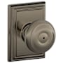 Schlage Georgian Privacy Door Knob Set with Decorative Addison Trim Antique Pewter