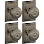 Schlage Georgian Privacy Door Knob Set with Decorative Addison Trim - Pack of 4 Antique Pewter