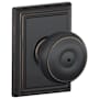 Schlage Georgian Privacy Door Knob Set with Decorative Addison Trim Aged Bronze