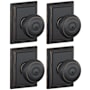 Schlage Georgian Privacy Door Knob Set with Decorative Addison Trim - Pack of 4 Aged Bronze
