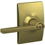 Schlage Latitude Privacy Door Lever Set with Decorative Century Trim Satin Brass