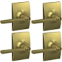 Schlage Latitude Privacy Door Lever Set with Century Rose - Pack of 4 Satin Brass