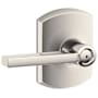 Schlage Latitude Privacy Door Lever Set with Decorative Greenwich Trim Polished Nickel