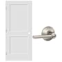 Schlage 28" W x 80" H Double Panel Left Handed Interior Prehung Door with 4-9/16" Door Jamb and Latitude Privacy Door Lever Set Satin Nickel