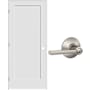 Schlage 30" W x 80" H Single Panel Left Handed Interior Prehung Door with 4-9/16" Door Jamb and Latitude Privacy Door Lever Set Satin Nickel