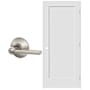 Schlage 30" W x 80" H Single Panel Right Handed Interior Prehung Door with 4-9/16" Door Jamb and Latitude Privacy Door Lever Set Satin Nickel