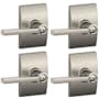 Schlage Latitude Privacy Door Lever Set with Century Rose - Pack of 4 Satin Nickel