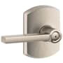 Schlage Latitude Privacy Door Lever Set with Decorative Greenwich Trim Satin Nickel