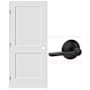 Schlage 28" W x 80" H Double Panel Left Handed Interior Prehung Door with 4-9/16" Door Jamb and Latitude Privacy Door Lever Set Matte Black