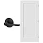 Schlage 30" W x 80" H Single Panel Right Handed Interior Prehung Door with 4-9/16" Door Jamb and Latitude Privacy Door Lever Set Matte Black