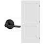 Schlage 32" W x 80" H Double Panel Right Handed Interior Prehung Door with 6-9/16" Door Jamb and Latitude Privacy Door Lever Set Matte Black