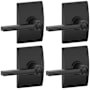 Schlage Latitude Privacy Door Lever Set with Century Rose - Pack of 4 Matte Black