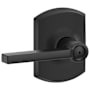 Schlage Latitude Privacy Door Lever Set with Decorative Greenwich Trim Matte Black