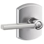 Schlage Latitude Privacy Door Lever Set with Decorative Greenwich Trim Bright Chrome