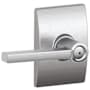 Schlage Latitude Privacy Door Lever Set with Decorative Century Trim Satin Chrome