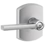 Schlage Latitude Privacy Door Lever Set with Decorative Greenwich Trim Satin Chrome