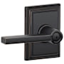 Schlage Latitude Privacy Door Lever Set with Decorative Addison Trim Aged Bronze