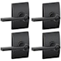 Schlage Latitude Privacy Door Lever Set with Century Rose - Pack of 4 Aged Bronze