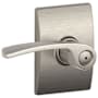 Schlage Merano Privacy Door Lever Set with Decorative Century Trim Satin Nickel