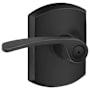 Schlage Merano Privacy Door Lever Set with Decorative Greenwich Trim Matte Black