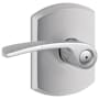 Schlage Merano Privacy Door Lever Set with Decorative Greenwich Trim Satin Chrome